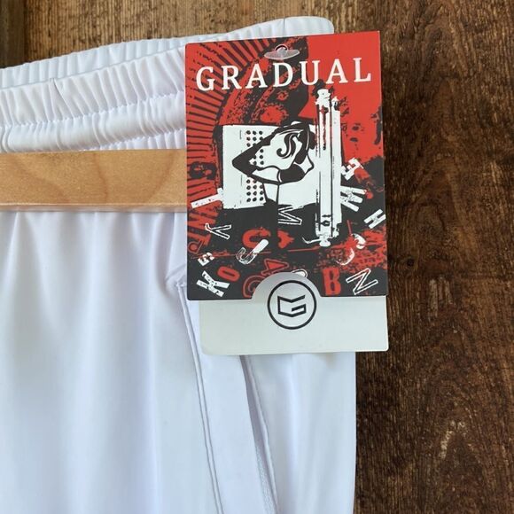 Gradual White Jogger Track Pant Zipper Pockets Tapered Running Sweatpants Lounge - Picture 9 of 15